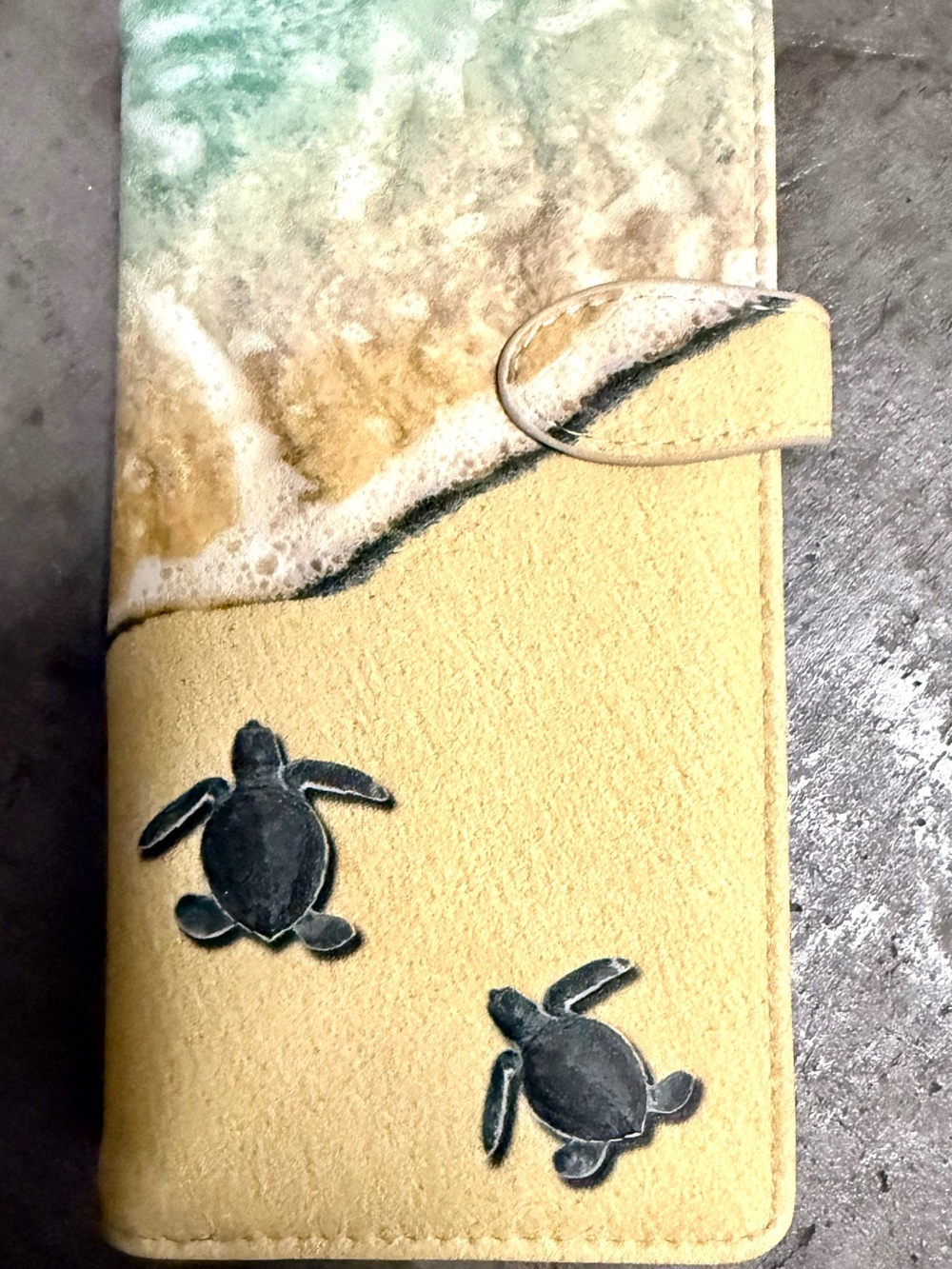 Sea Turtle Wallet Phone Case in Sand & Aqua